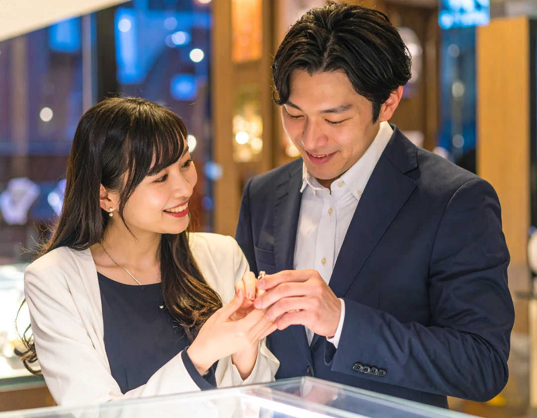婚約指輪を選ぶイメージ