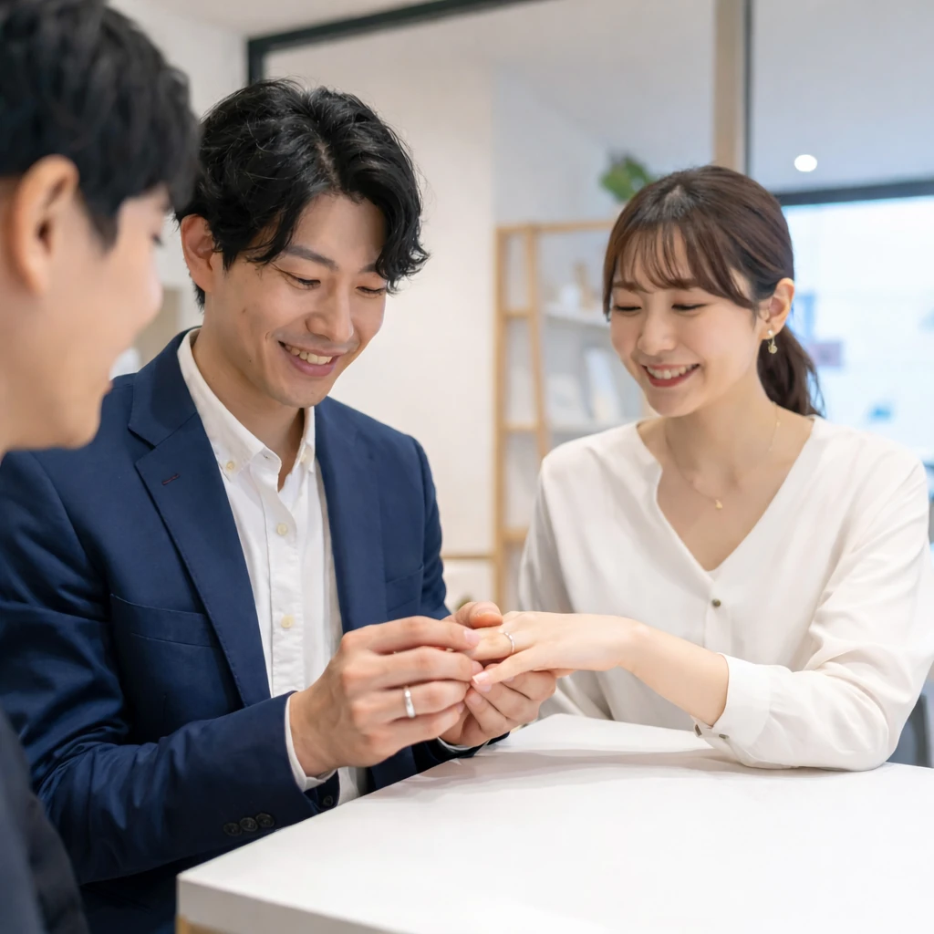 結婚指輪をはめるイメージ