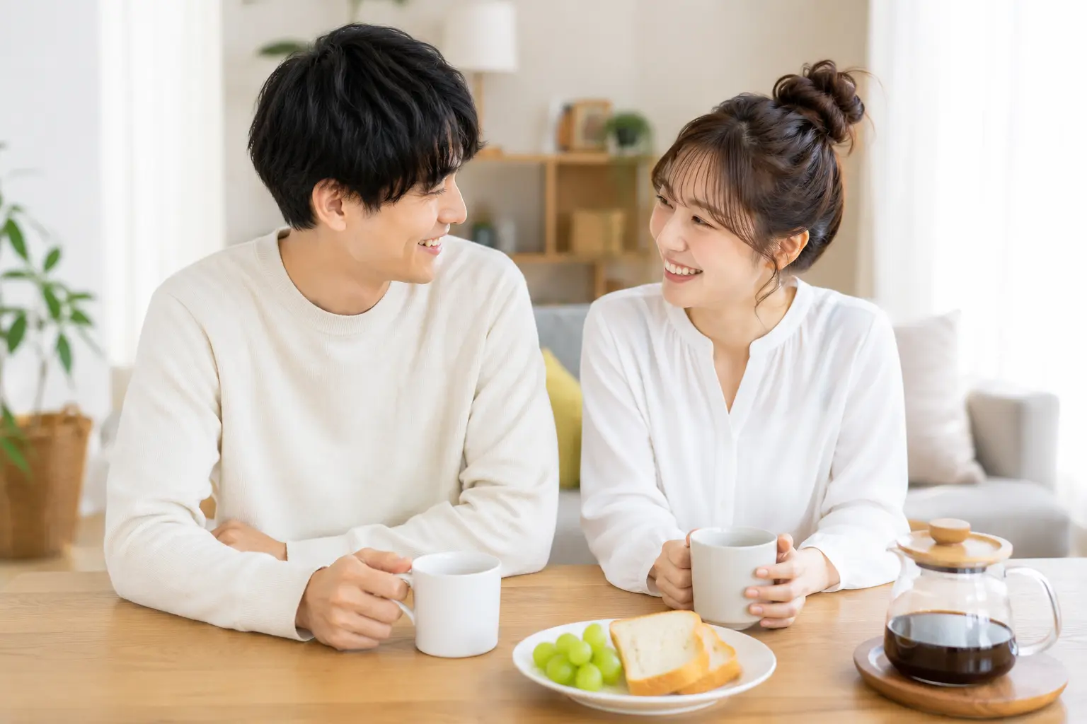 新婚生活の若い夫婦のイメージ